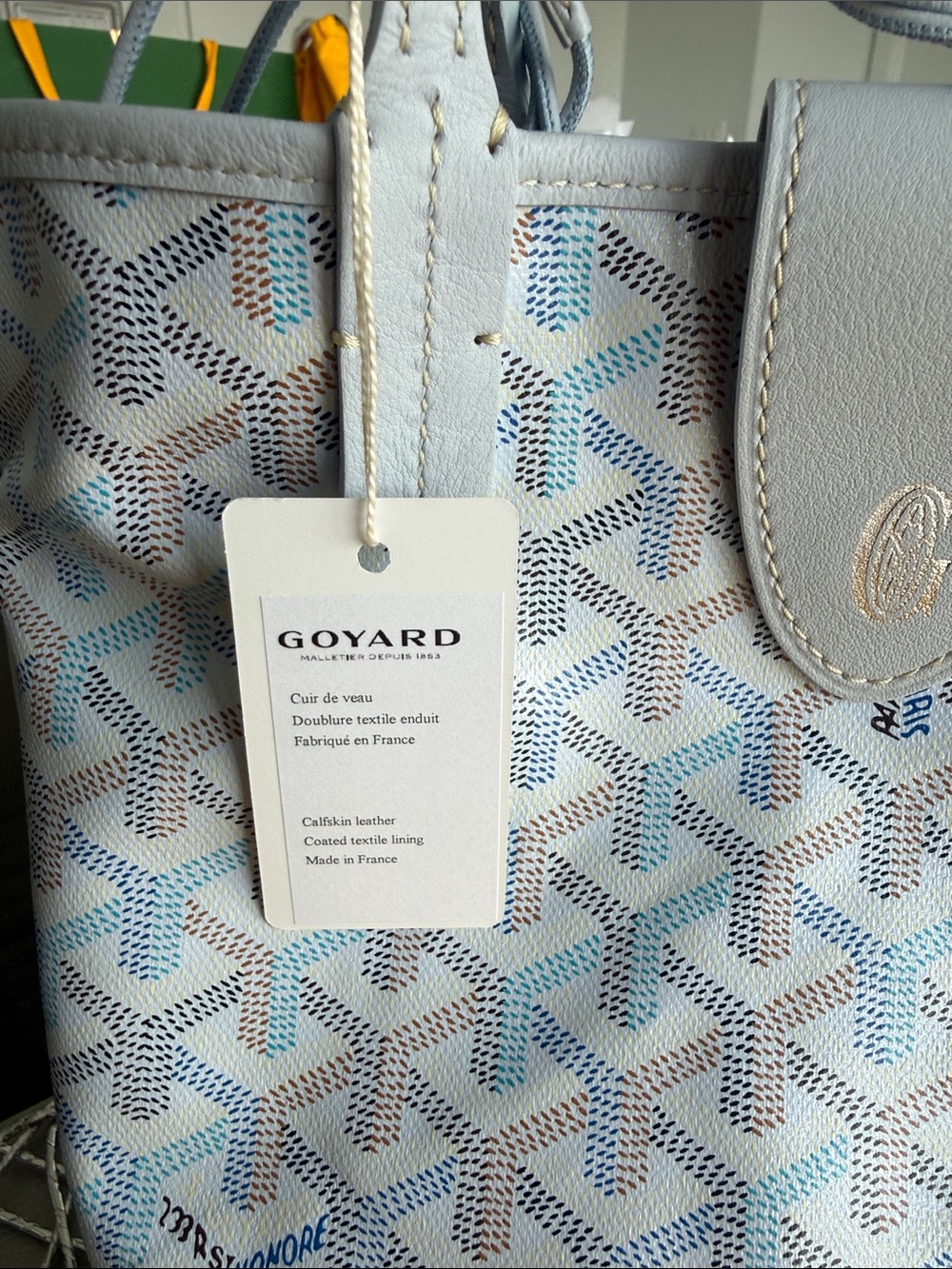 Limited edition Goyard Mini Tote in Light Blue and White - Picture 4 of 12